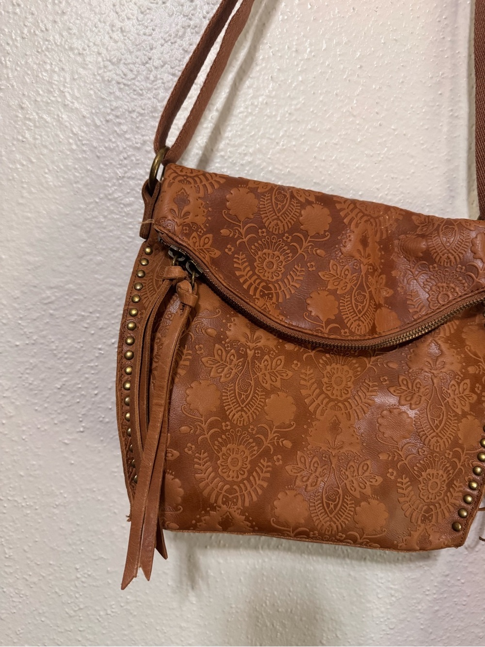 The Sak Brown Floral-Embossed Crossbody Bag with Tassel - Picture 2 of 15